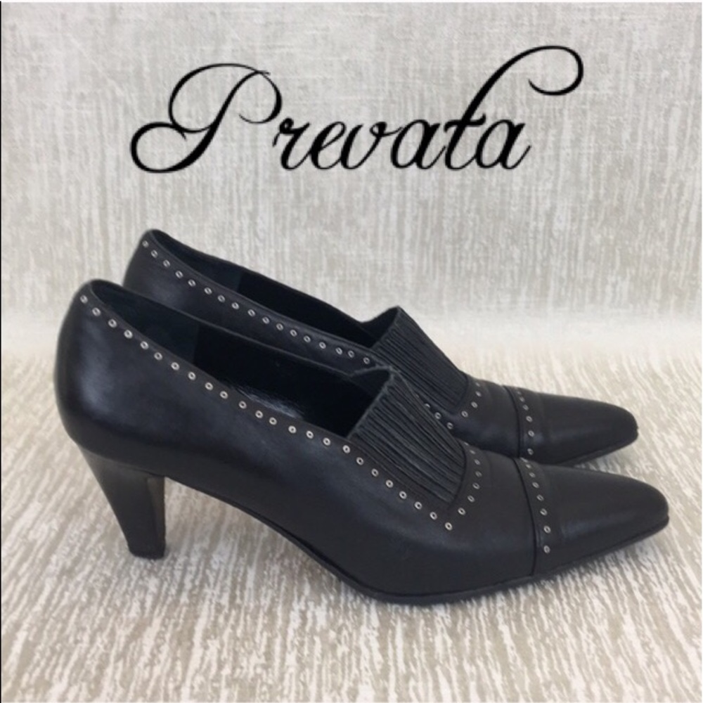 PREVATA LEATHER BOOTIE HEELS 💯AUTHENTIC